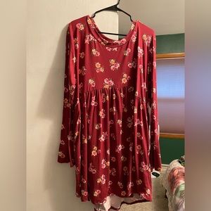 Long-sleeved floral dress